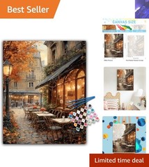 Elegant Street Cafe Paint by Numbers Kit for Adults – Fall Scene Decor