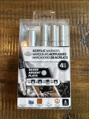 Royal & Langnickel Acrylic Paint Markers Assorted Tip Silver Set 4pc
