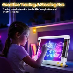 Rechargeable LED Drawing Board, 15 Inch 9-Color Light Modes Neon Art White