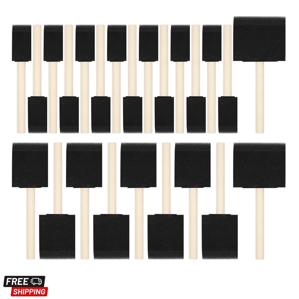 24 Pcs Foam Brush Set Foam Paint Brushes Wood Handle (1 2 and 3)