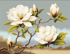 Flowers Paint by Numbers Kits for Adults,Magnolia DIY Painting Kit on Canvas,