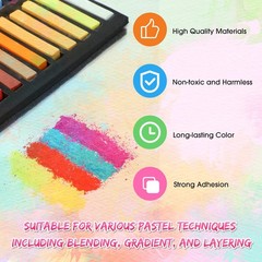192 Pcs Soft Pastels for Artists Color Pastels Set Square Chalk Sticks 8 Boxe…