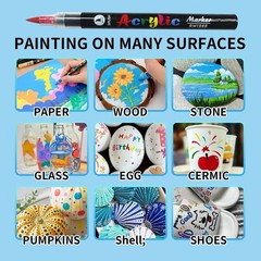 12/24/36/48/60 Color Acrylic Paint Markers Brush Tip Pen for Rock Wood Glass Art