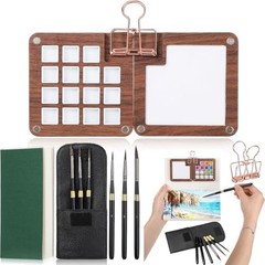 7 Pcs Mini Watercolor Palette Set Travel Watercolor Paper Portable 15 Color