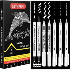 White Ink Pens, Fine Point Pens, Brush Tip Acrylic Markers,white paint pen, D…
