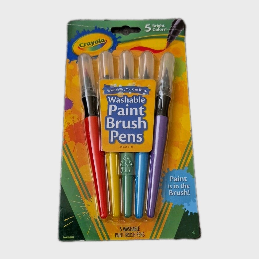 Crayola 5count Washable Paint Brush Pens Non Drip Nontoxic Classic Colors Sealed