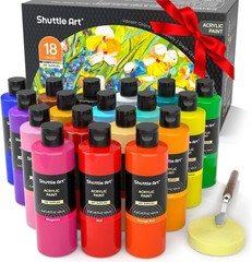 18 Colors Acrylic Paint Bottle Set 250ml/8.45oz, Rich Pigmented Bulk Painting…