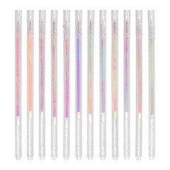 1 mm Glitter Gel Pens, 12 Pcs Fine Point Colored Gel Pens, Rainbow Colors