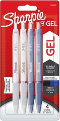 Elegant Frost Blue & White Pearl 0.7mm Gel Pens – 4 Count with Comfortable Grip