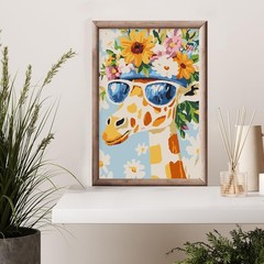 Framed Giraffe Painting By Numbers Kit Cross Stitch Wall Art Decoration