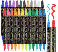 Betem 24 Colors Dual Tip Acrylic Paint Pens Markers, Premium Acrylic Paint Pens