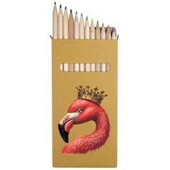 12 x ‘Flamingo Wearing Crown’ Long Colour Pencils (PE00072999)