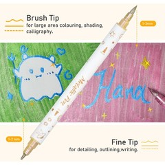 10 Colors Glitter Nail Art Pens Dual Tip Metallic Marker Brush Rock Painting