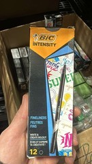 BIC Intensity Fine Tip Tip Tip Marker Pen Ink Based Writing 0.4mm, 12 PENS 3 PCK