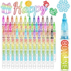 Shimmer Markers Glitter Outline Markers, 36 Colors Double Line -Outline Metal…