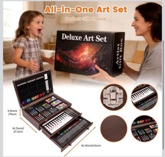 175 Piece Deluxe Art Set with 2 Drawing Pads, Acrylic Paints, Crayons, Pencils