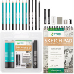 Drawing Set – Sketching and Charcoal Pencils – 100 Page Drawing Pad, Kneaded Era