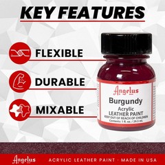 Angelus Acrylic Leather Paint, 1 Fl Oz Pack of 1, Burgundy