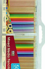 Mix Media Set: 50 watercolor, metallic, charcoal, colored pencils