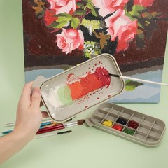 Portable Paint Brush Storage Holder Cleaner with Palette Art Painting Supply