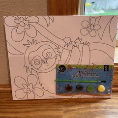 Paint Kit Sloth 8×9.5 Canvas Set Beginner-Friendly Painting + Accessories
