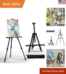 Art Easel for Painting and Display – Adjustable Floor 66 Inch Folding Aluminu…