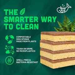 bioGo 12 Pack Biodegradable Kitchen Sponges – Eco-Friendly, Compostable, Natu…
