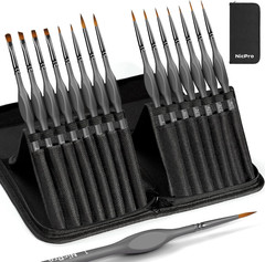 Nicpro 15 Pack Miniature Painting Set, Fine Detail Paint Brushes 15 PCS, Gray