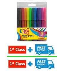 12PK Colouring Fibre Pen Washable Multicolour Child Kid Drawing Art Tip Painting