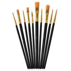 10 Pack Nylon Hair Paint Brushes Set for Acrylic, Watercolor and Oil Painting…