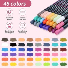 24 Double-Ended Acrylic Paint Pens, 48 Colors – Dual-Tip Brush Markers Set, E…
