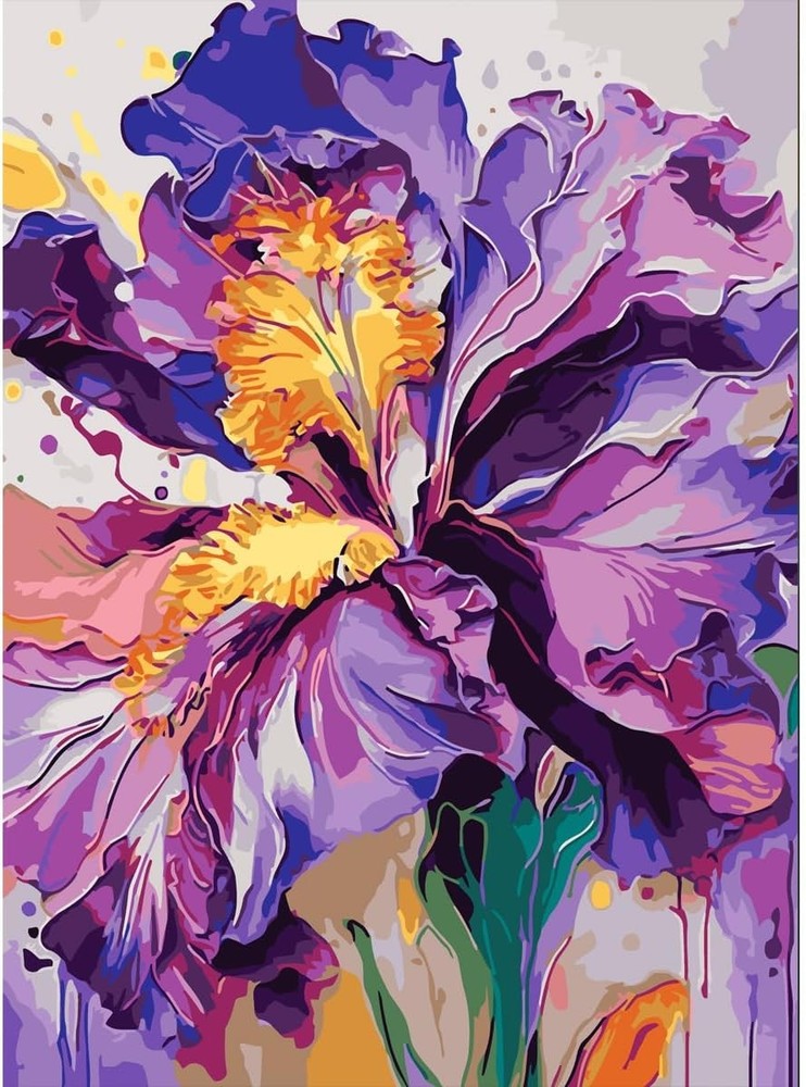Iris Flower Paint by Numbers Kit for Adults Beginner,Flower Adult
