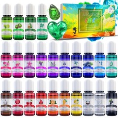 Alcohol Ink Set – 24 Vibrant Colors for Resin Art, Petri 24 Bottles x 10ml