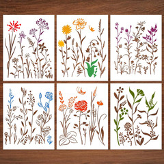 Flower Stencils for Painting, Wildflower Design, 14.5 x 11 Inches, Reusable