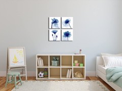 Pyradecor Blue Flickering Flower Abstract Paintings Canvas Wall Art Grace Flo…