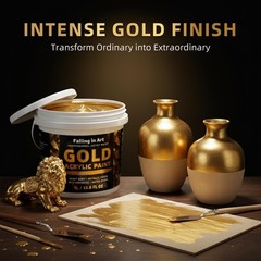 Gold Metallic Acrylic Paint, 33.8 Oz Heavy Body Gold Leaf Paint, Non-Toxic Ar…