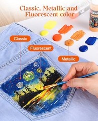 20 Colors Fabric Paint Set – Non-Toxic Soft Textile Paint for Clothes, T-Shirts,