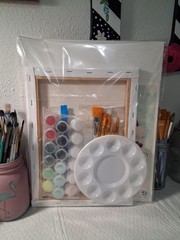 Acrylic stretched canvas paint at home art kit 9×12 pre-drawn canvas Paint&Sip