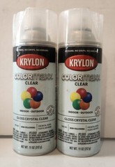 Krylon COLORmaxx Spray Paint + Primer, Gloss Clear Two 12 oz. Cans New