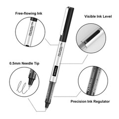 GC QUILL Liquid Rollerball Pens, Pack of 24, 0.5mm Black Ink