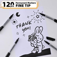 Permanent markers, 120 packs permanent markers 1 Count (Pack of 120), black