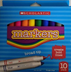 SCHOLASTIC BROAD TIP 10 MARKERS CREATE BLOD LINES