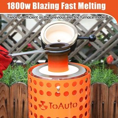 Gold Melting Furnace 1800W 2102 F Digital Smelting Kiln TRF3000-V1 TOAUTO 3KG