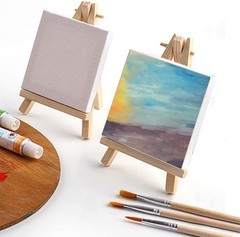 Tosnail 24 Pack 3″ x Mini Canvas and Easel Set, Small Art White