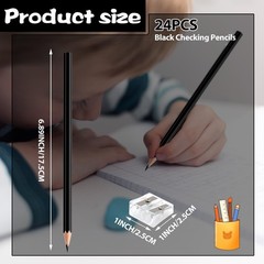 24 PCS Black Colored Pencils PreSharpened Professional Wooden Art Painting