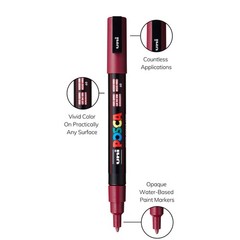 PC-3M Water-Based Paint Markers, Reversible Fine Tip (0.9-1.3mm), Red Wine, 3…