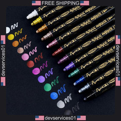 12-Color Metallic Acrylic Paint Pen Set Dual Tip for Art and Craft