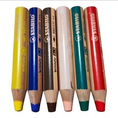 STABILO Woody 3-in-1 Pencils Lot of 6 Multicolor Thick Crayon Colored Pencil Set