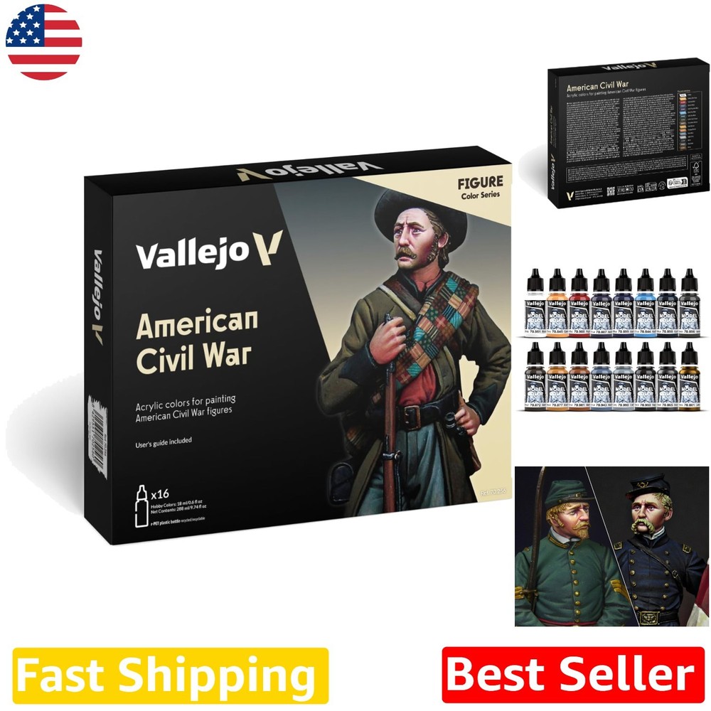 Civil War Miniature Paint Set 16 Colors 18ml Dropper Bottles Historical Accuracy