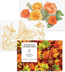30 Sheets Watercolor Coloring Book, A5 (8.3 X 5.8) Watercolor Workbook, 140 Lb/3